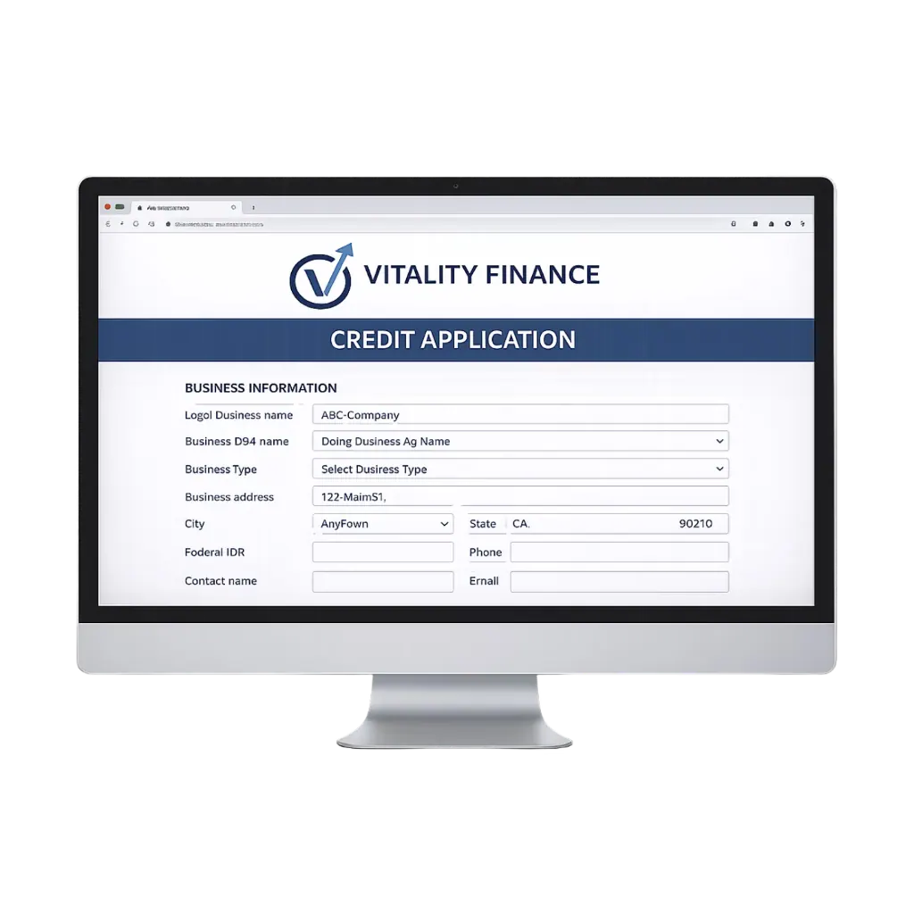 Vitality Finance Credit Application Form Preview