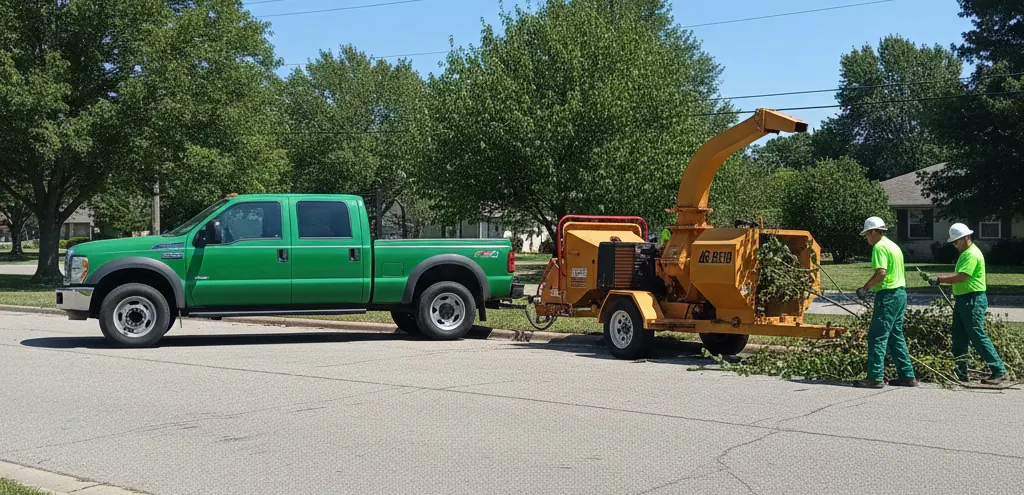 Landscaping equipment in action